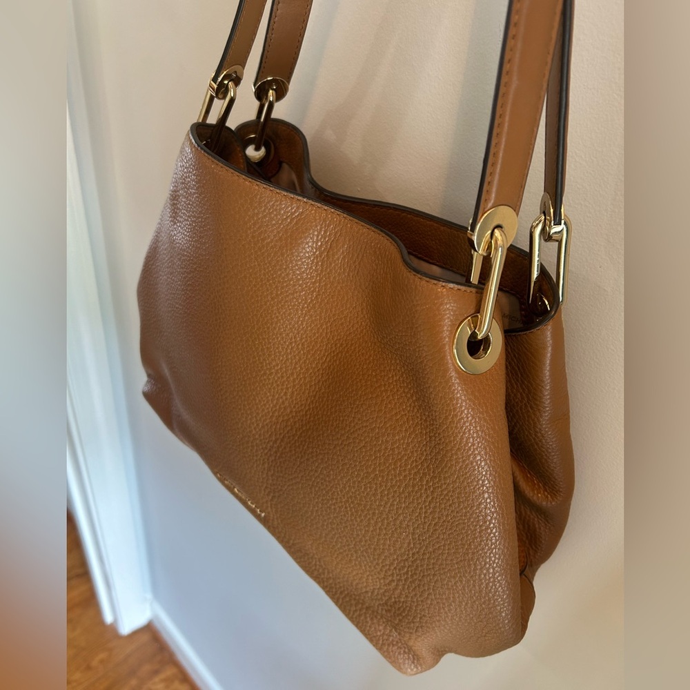 Michael Kors Raven Tote Large Shoulder Bag Acorn (brown) Pebbled Leather Gold - Picture 2 of 16